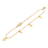 Pulsera Tobillera Llaves Corazones Oro Sólido 14k