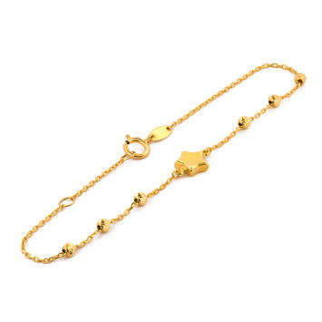 Hermosa Pulsera Pulso Estrella Oro Sólido 10k