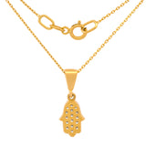 Preciosa Cadena Dije Mano De Fatima Oro Sólido 14k