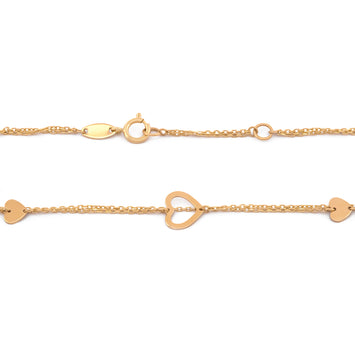 Pulsera Doble Corazones Oro Sólido 10k