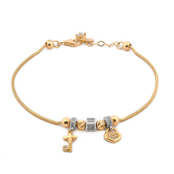 Hermosa Pulsera Con Dijes Estilo Pandora Oro Sólido 14k