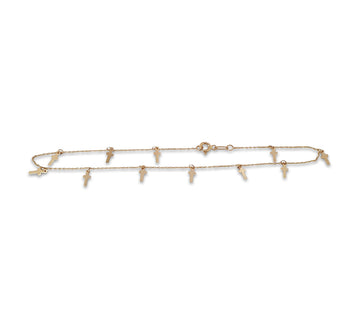 Pulsera Tobillera Cruces Oro Sólido 14k
