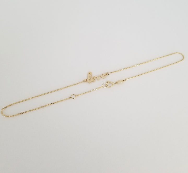 Pulsera Tobillera Love Oro Sólido 10k