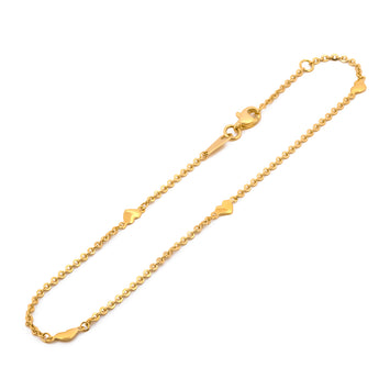 Pulsera Tobillera Corazones Oro Sólido 10k