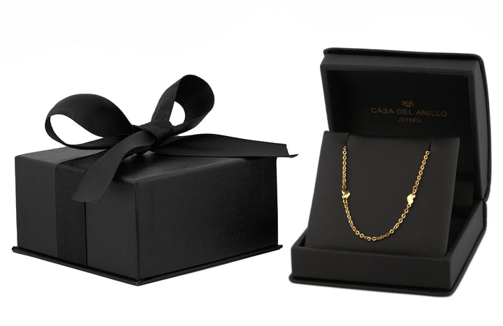 Pulsera Tobillera Corazones Oro Sólido 10k