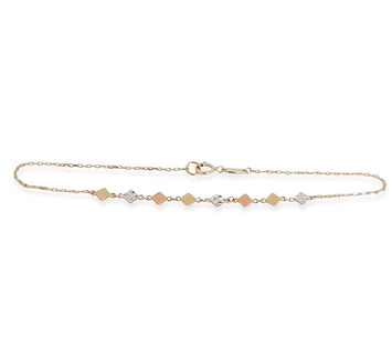 Pulsera Pulso Rombos 3 Oros Sólido 10k