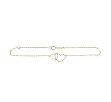 Pulsera Para Dama Corazones Enlazados Oro Sólido 14k