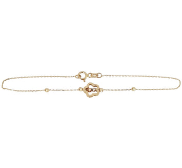 Pulsera Para Dama Flor 3 Oros Sólido 14k