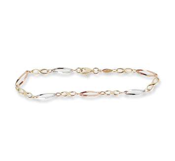 Hermosa Pulsera Pulso Infinito Barritas 3 Oros Sólido 10k