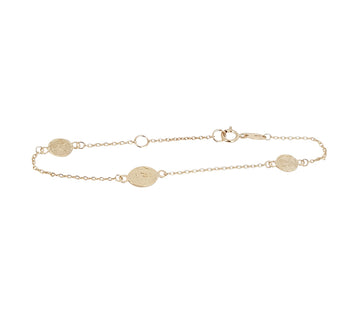 Hermosa Pulsera Para Niña Virgen Angelito Oro Sólido 10k 16 cm