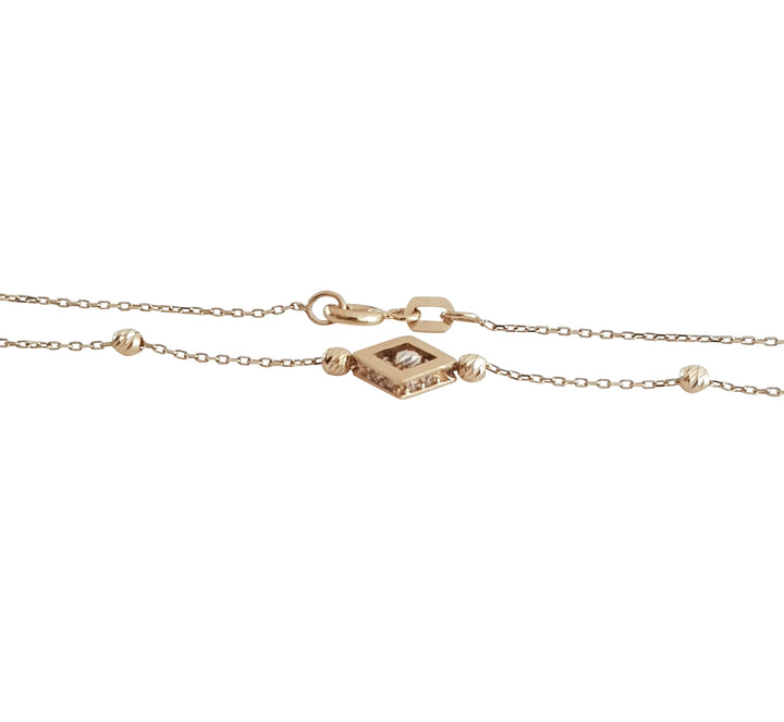 Pulsera Para Dama Rombo 3 Oros Sólido 14k
