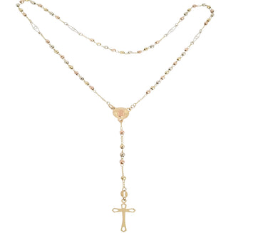 Rosario Católico Collar 3 Oros Sólido 10k
